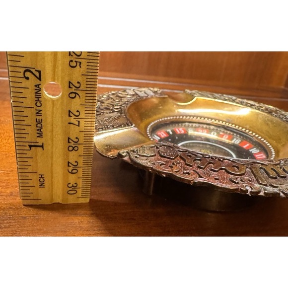 Vintage Las Vegas Roulette Wheel Ashtray Working Spinner Casino Bar Decor - Picture 10 of 12